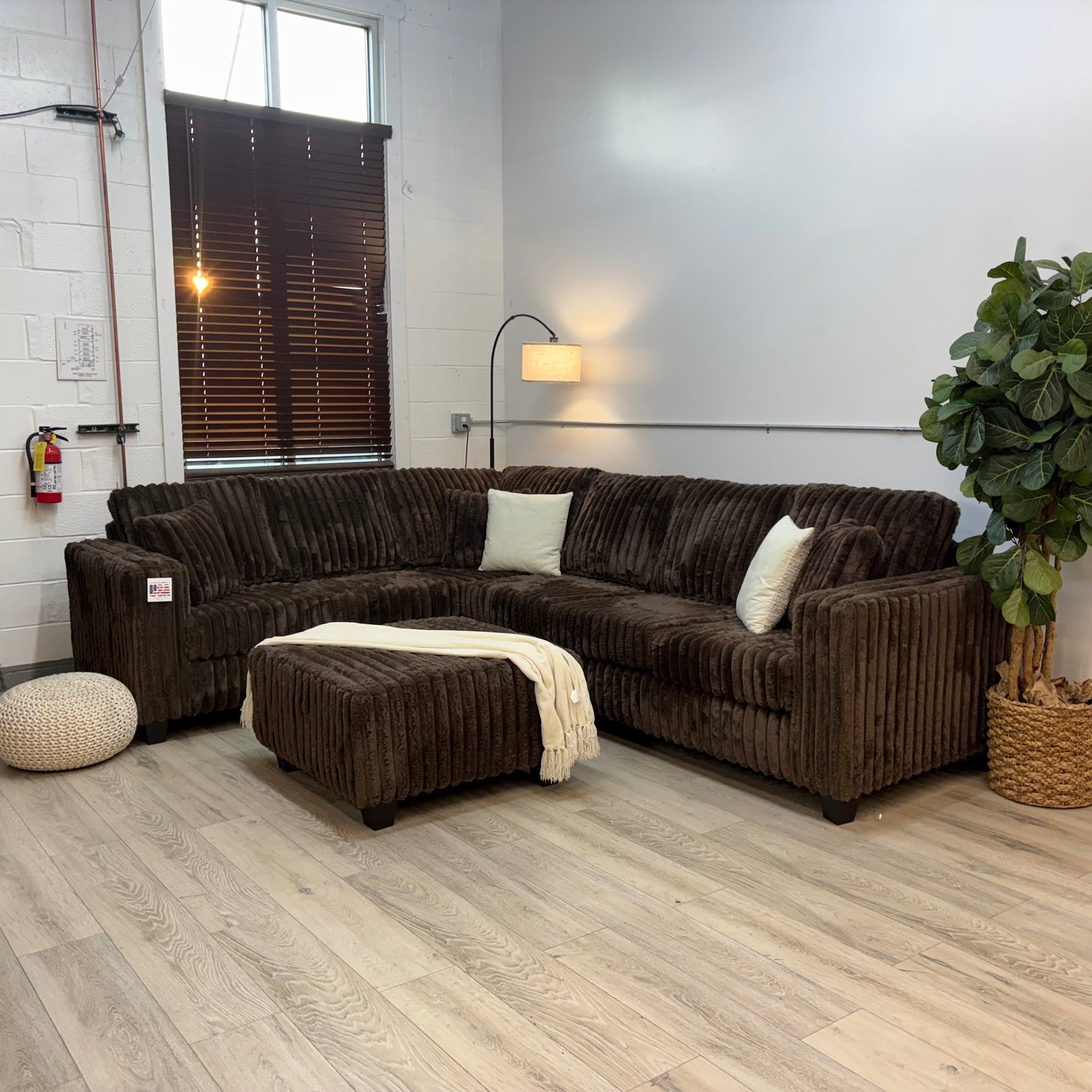 Haven Fluffy Cloud Sectional with Ottoman in - Brown
