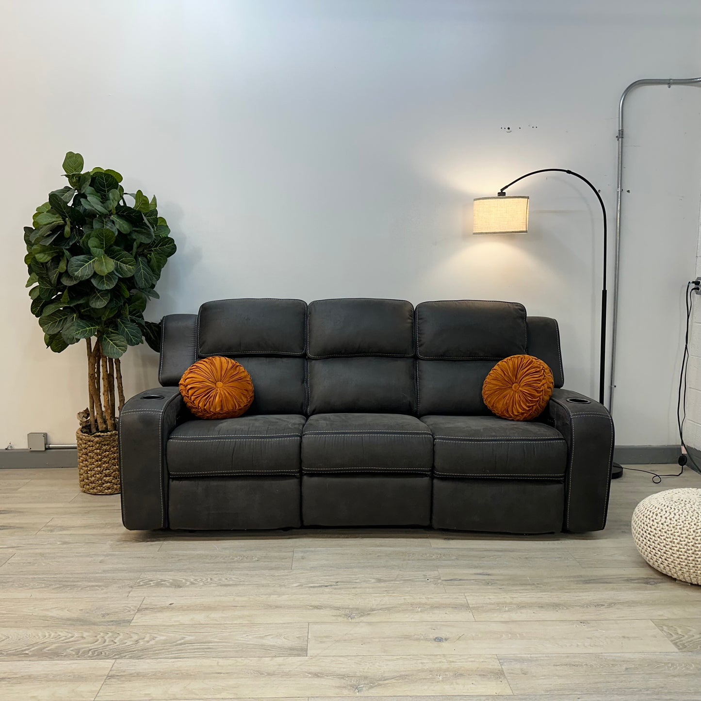 Matteus Fabric Power Reclining Sofa with Drop Down Table