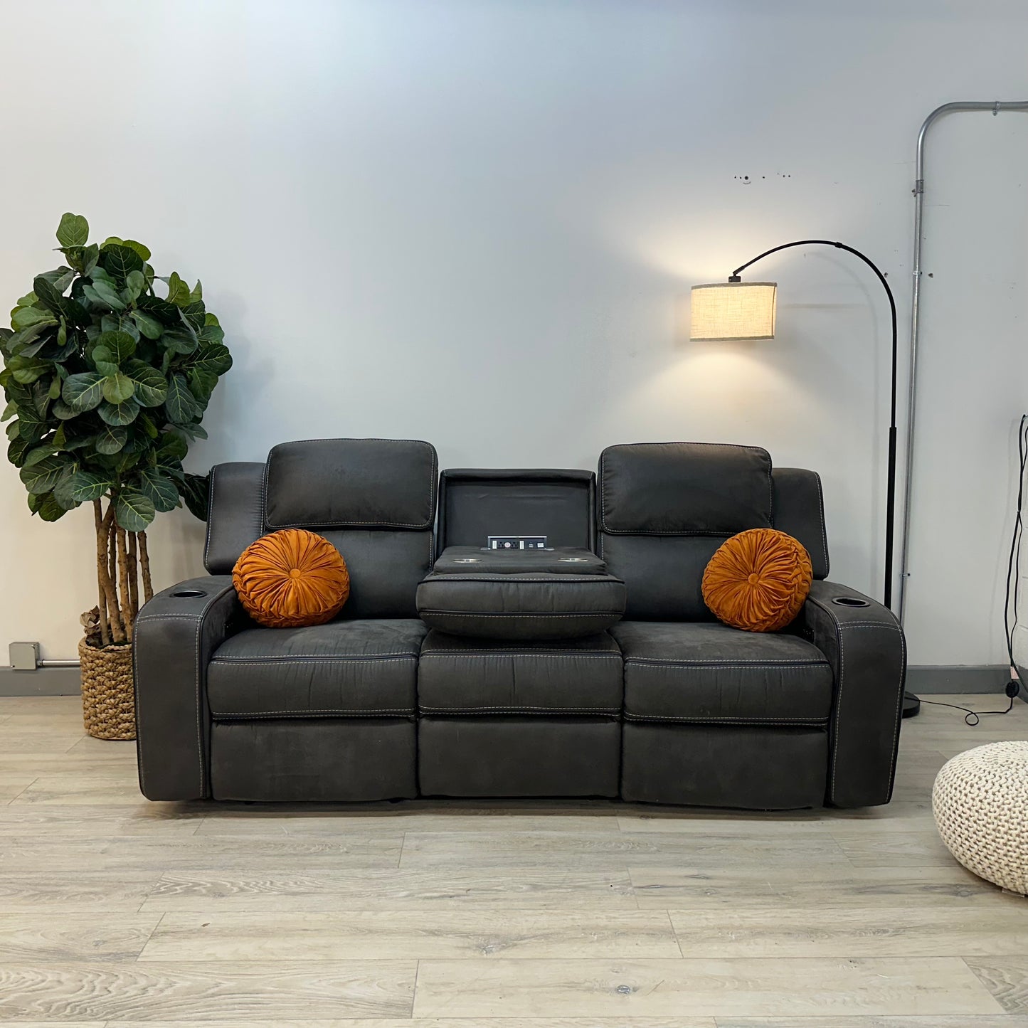 Matteus Fabric Power Reclining Sofa with Drop Down Table