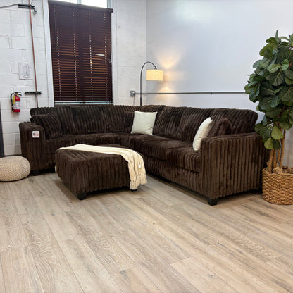 Haven Fluffy Cloud Sectional with Ottoman in - Brown