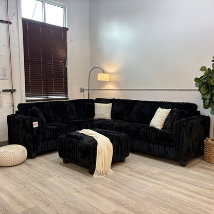 Haven Fluffy Cloud Sectional with Ottoman in - Black