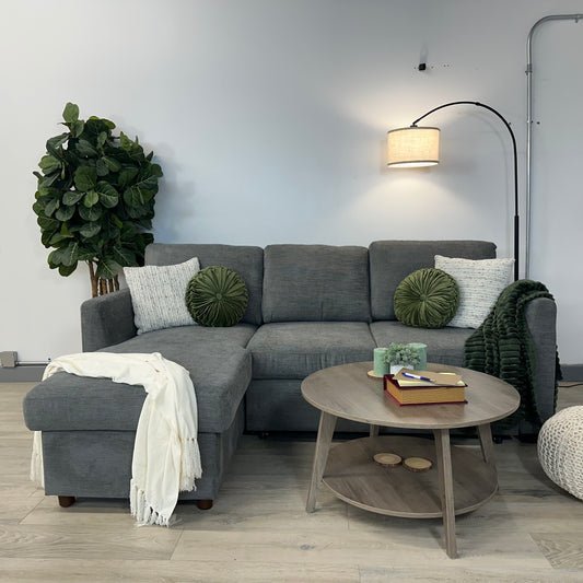 Coddle Luke Fabric Sleeper Sofa with Reversible Chaise and Storage, Gray