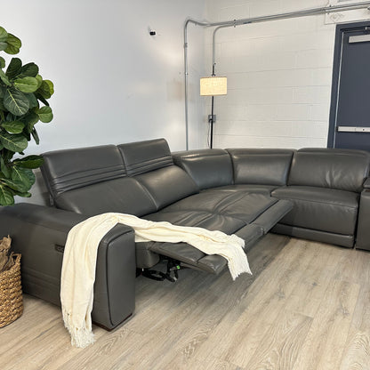 Karson Leather Power Reclining Sectional with Power Headrests