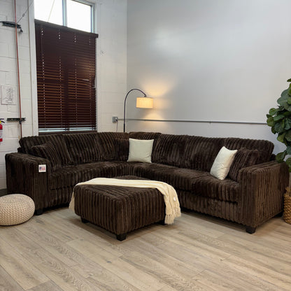 Haven Fluffy Cloud Sectional with Ottoman in - Brown