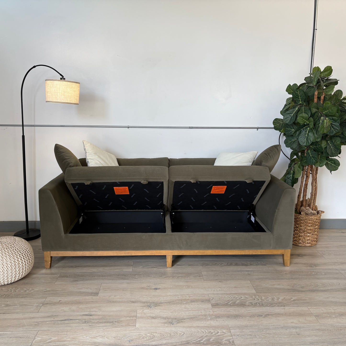 Thomasville Mokena Fabric Stationary Sofa with Storage