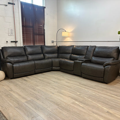 Wylder Leather Power Reclining Sectional with Power Headrests
