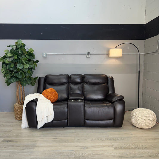 Harvey Leather Power Reclining Sofa with Power Headrests