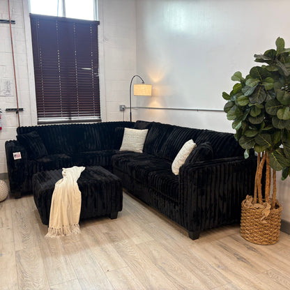 Haven Fluffy Cloud Sectional with Ottoman in - Black