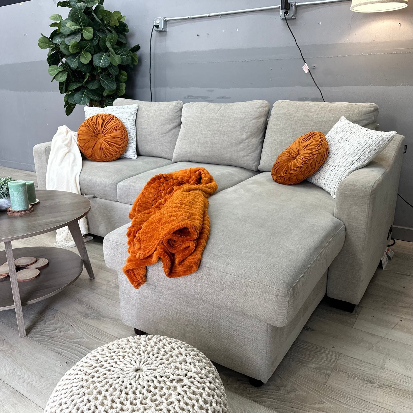 Coddle Aria Fabric Sleeper Sofa with Reversible Chaise and Storage, Beige