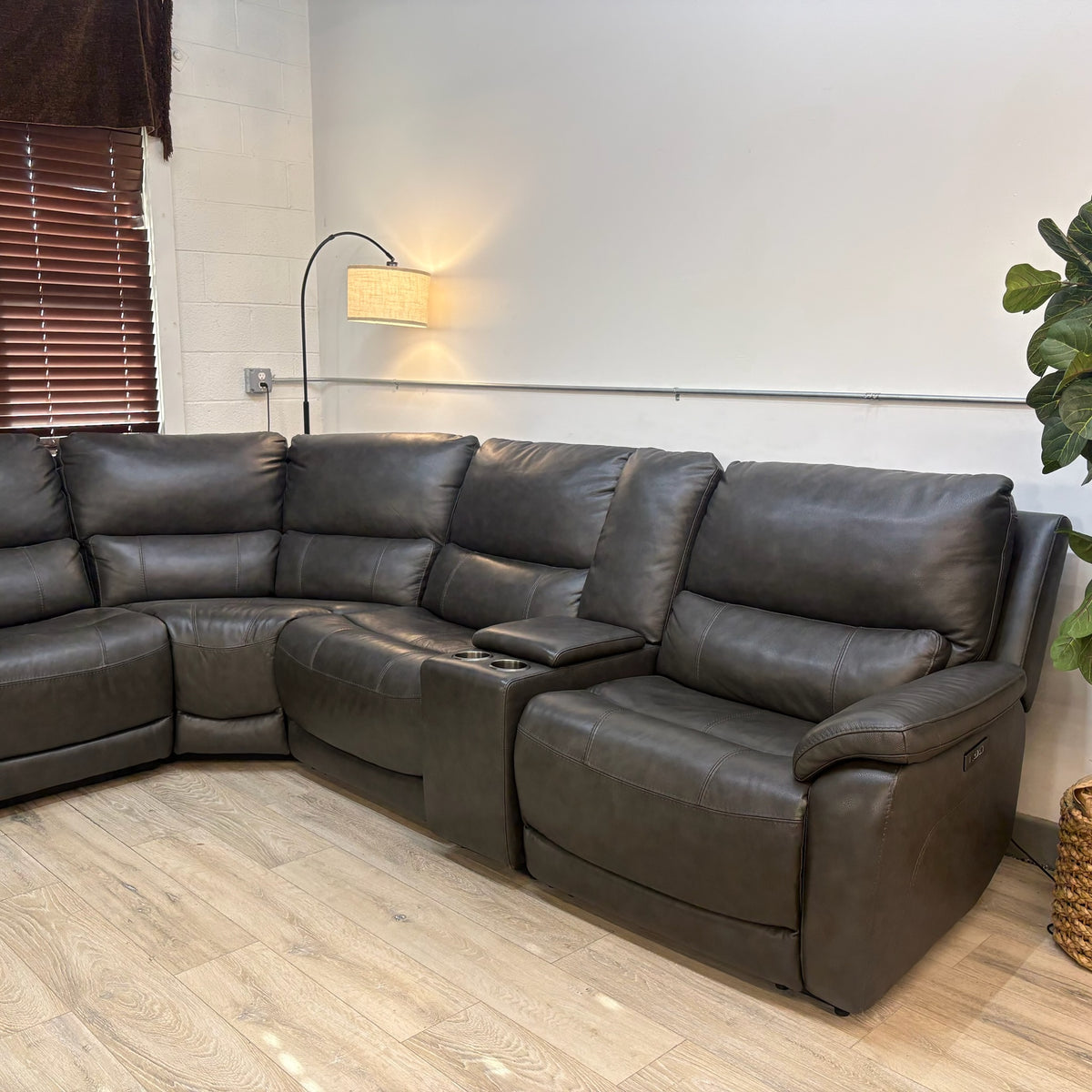 Wylder Leather Power Reclining Sectional with Power Headrests