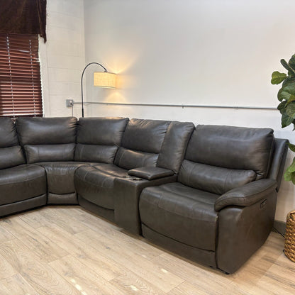 Wylder Leather Power Reclining Sectional with Power Headrests