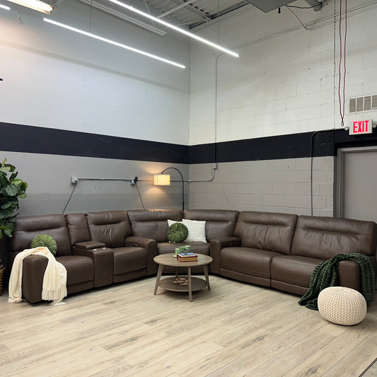 Atlas 3-piece Leather Power Reclining Sectional with Power Headrests