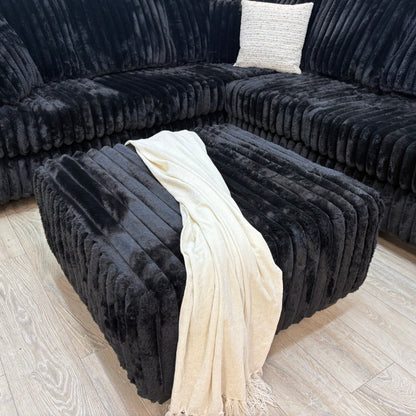 Haven Fluffy Cloud Sectional with Ottoman in - Black