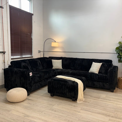 Haven Fluffy Cloud Sectional with Ottoman in - Black