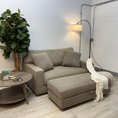 Thomasville Gilroy Fabric Oversized Storage Chair and Storage Ottoman