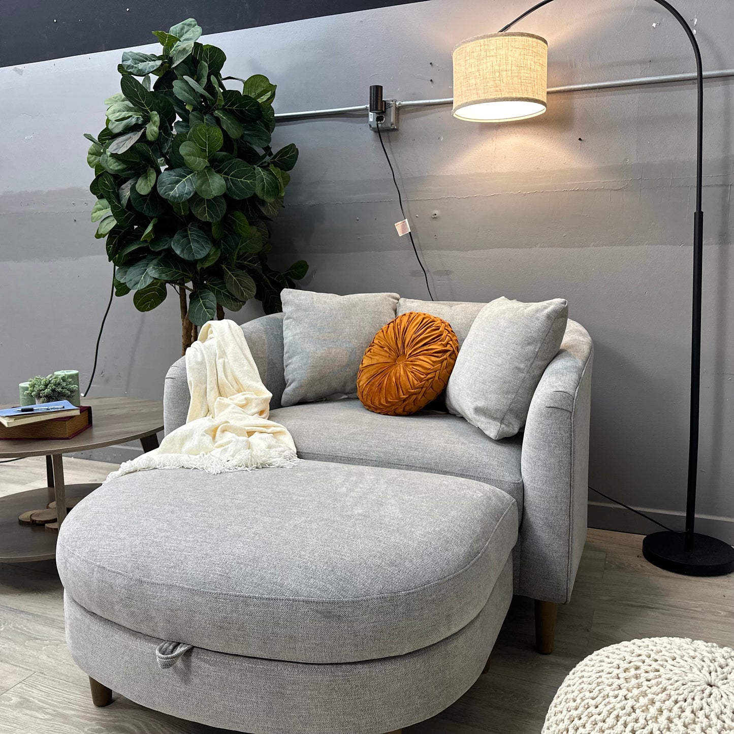 Thomasville Dillard Accent Chair with Storage Ottoman