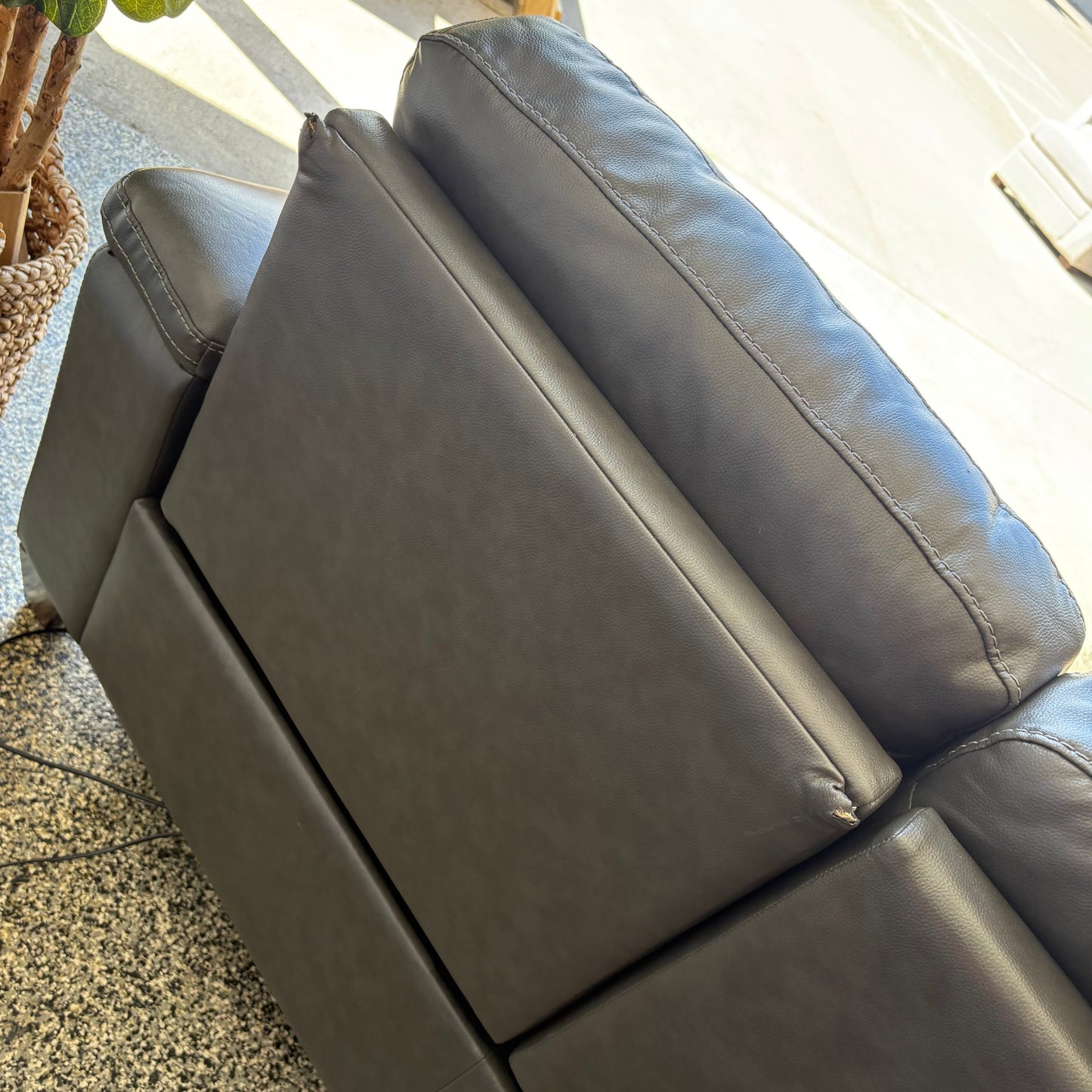 Rizzo Heights Leather Power Reclining Sectional with Power Headrests - Dark Gray