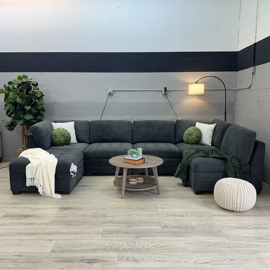 Thomasville Tisdale Modular Sectional 6-piece Dark Gray with Storage Ottoman