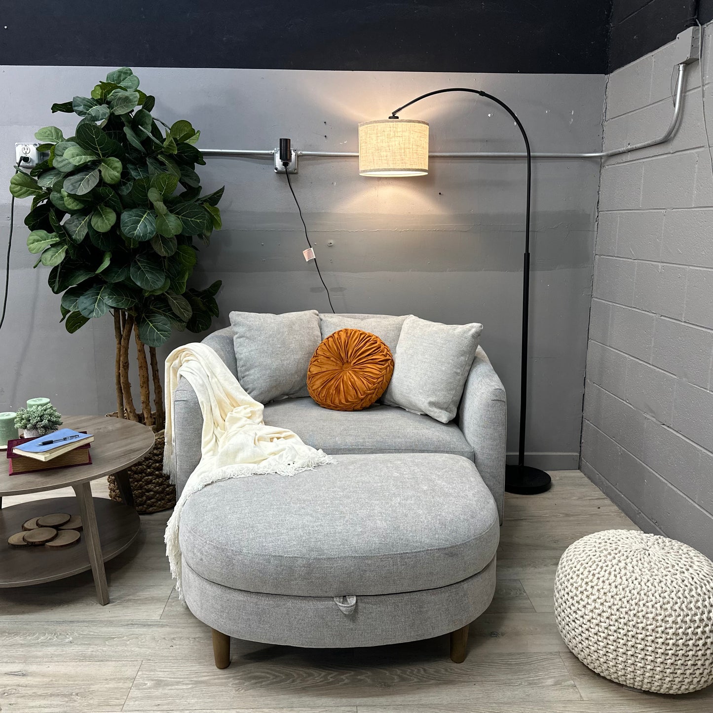 Thomasville Dillard Accent Chair with Storage Ottoman