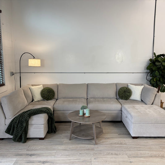 Thomasville Tisdale Modular Sectional 6-piece Beige with Storage Ottoman