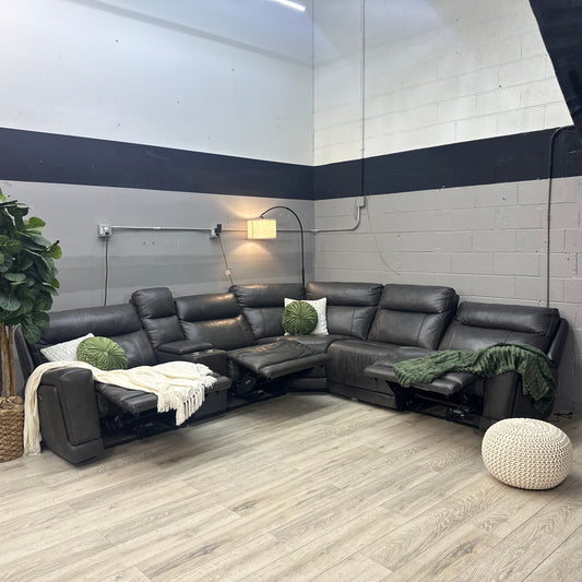 Lauretta 6-piece Leather Power Reclining Sectional with Power Headrests