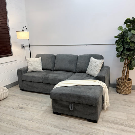 Kendale Sleeper Sofa with Storage Chaise - Gray