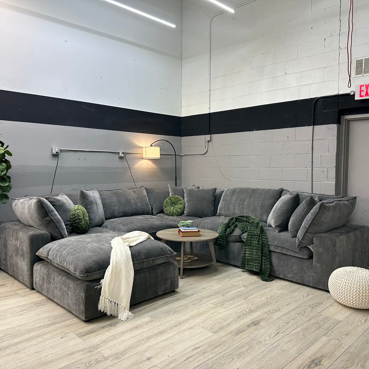 Sereen 6-piece Fabric Modular Sectional, Dark Gray