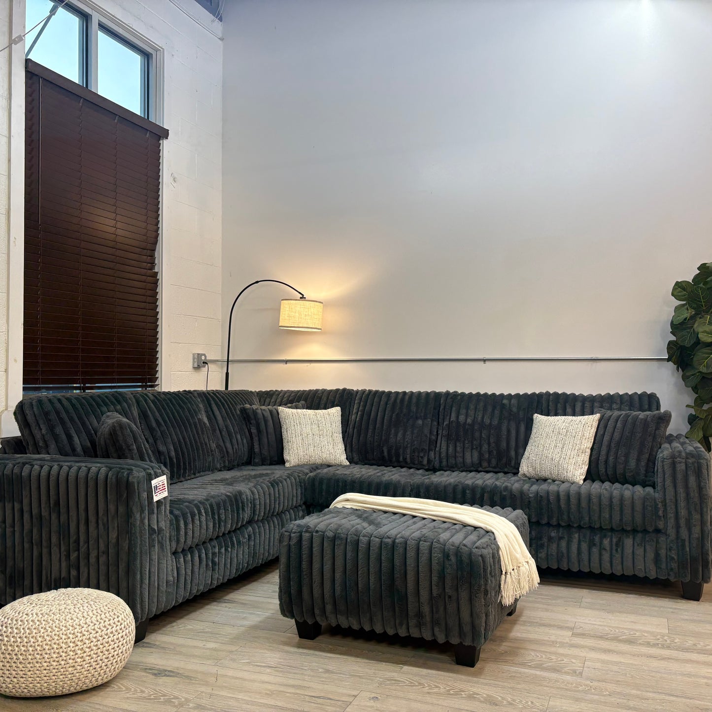 Haven Fluffy Cloud Sectional with Ottoman - Grey