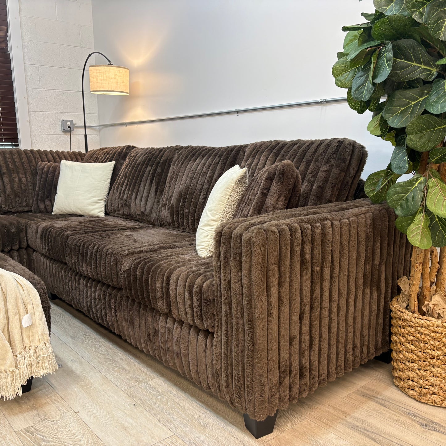 Haven Fluffy Cloud Sectional with Ottoman in - Brown