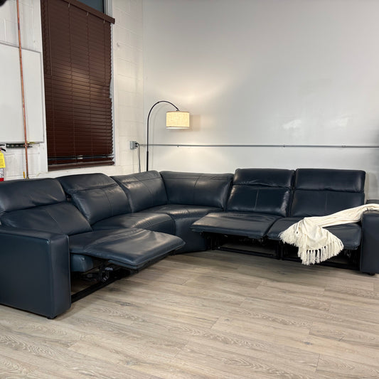 Blythe Power Reclining Leather Sectional with Power Headrests