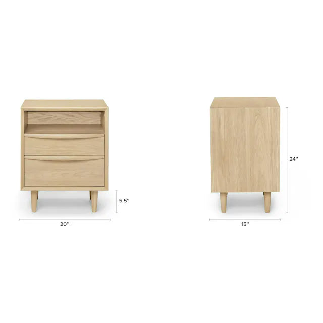 Article Lenia 2-Drawer Nightstand - White Oak (2)