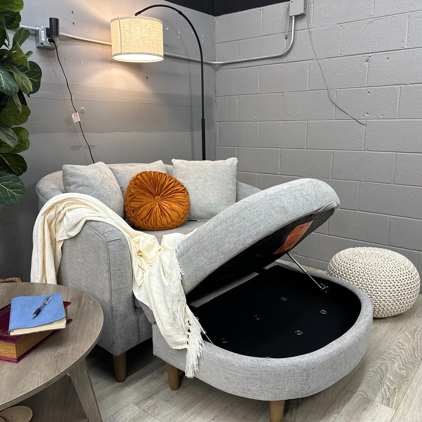 Thomasville Dillard Accent Chair with Storage Ottoman