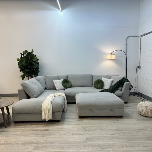 Henredon Larkin House Deep Seating Fabric Sectional with Storage Ottoman