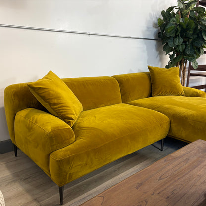 Article Abisko 94.5" Velvet Right Sectional - Plush Yarrow Gold