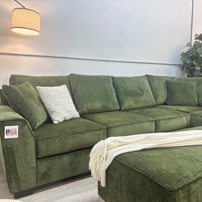 Olive Green Performance Fabric Sectional with Ottoman