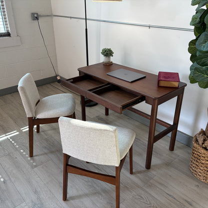 Article Nosh Dining Chair - Walnut And Chalk Article Gray & Heidi 43.5" Console Desk - Walnut