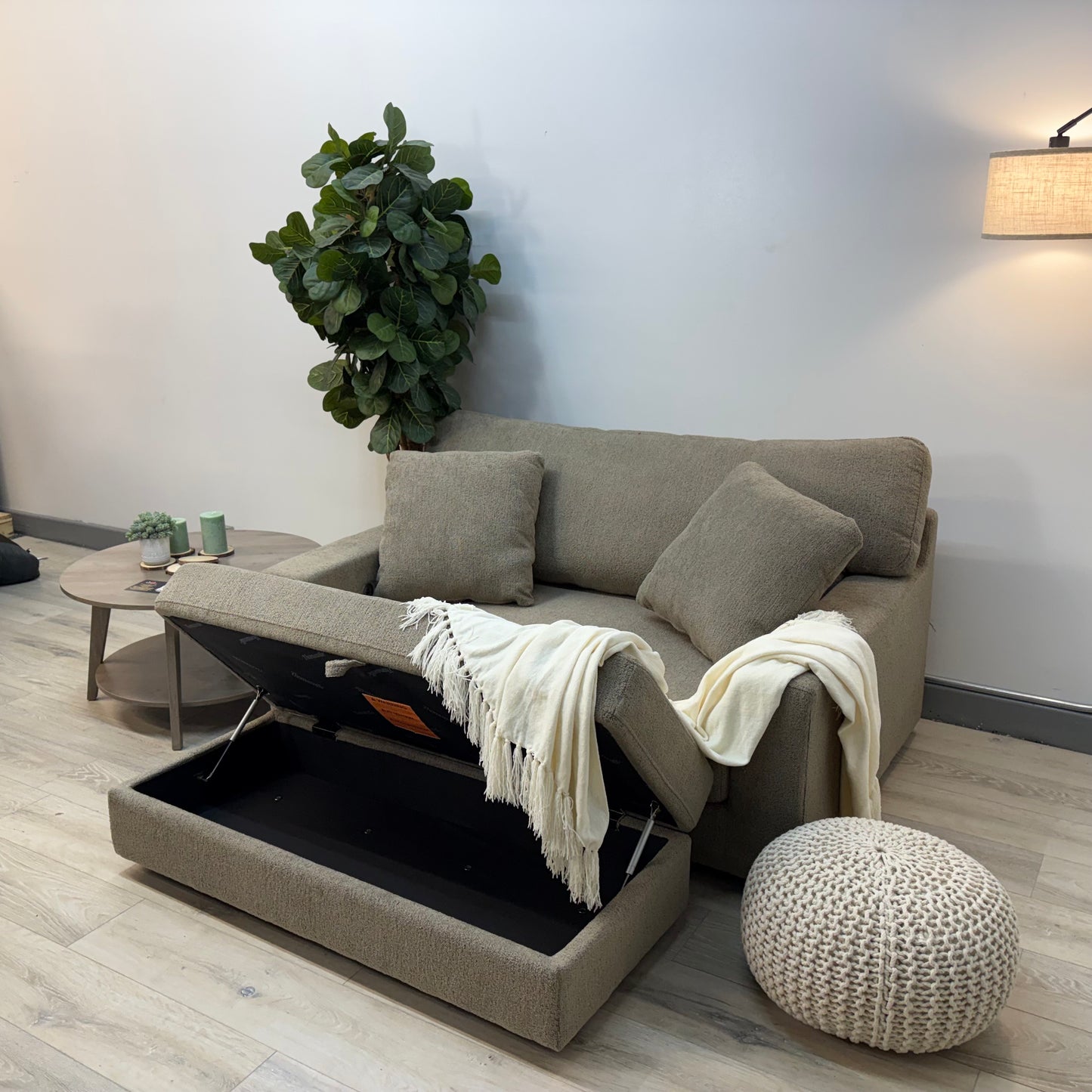 Thomasville Gilroy Fabric Oversized Storage Chair and Storage Ottoman