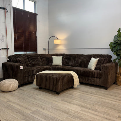 Haven Fluffy Cloud Sectional with Ottoman in - Brown