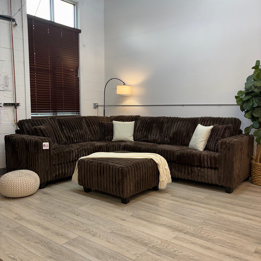 Haven Fluffy Cloud Sectional with Ottoman in - Brown