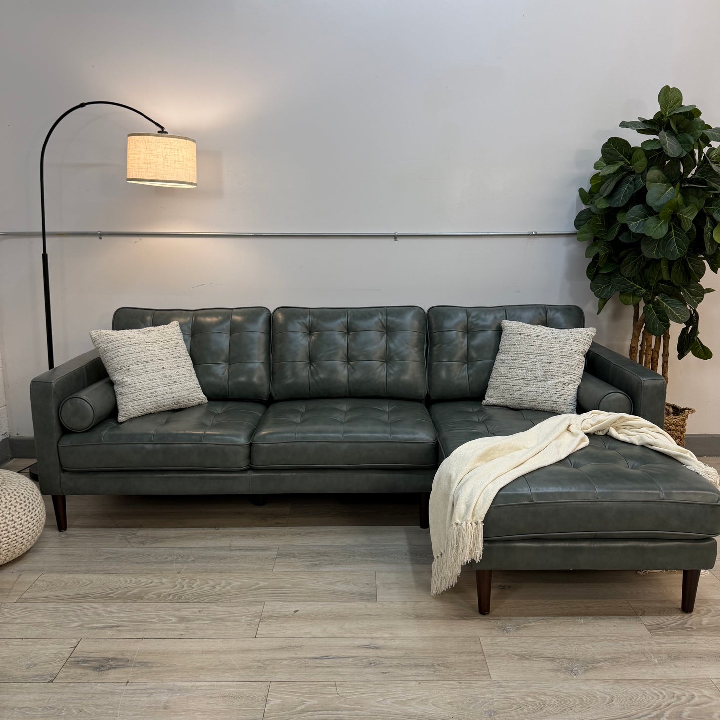 Harstine Leather Chaise Sectional