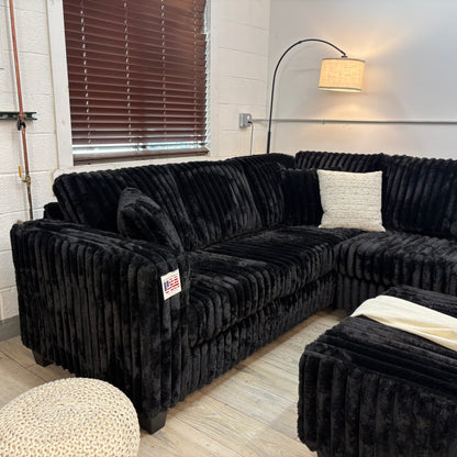 Haven Fluffy Cloud Sectional with Ottoman in - Black