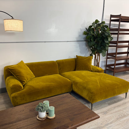 Article Abisko 94.5" Velvet Right Sectional - Plush Yarrow Gold