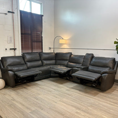 Wylder Leather Power Reclining Sectional with Power Headrests