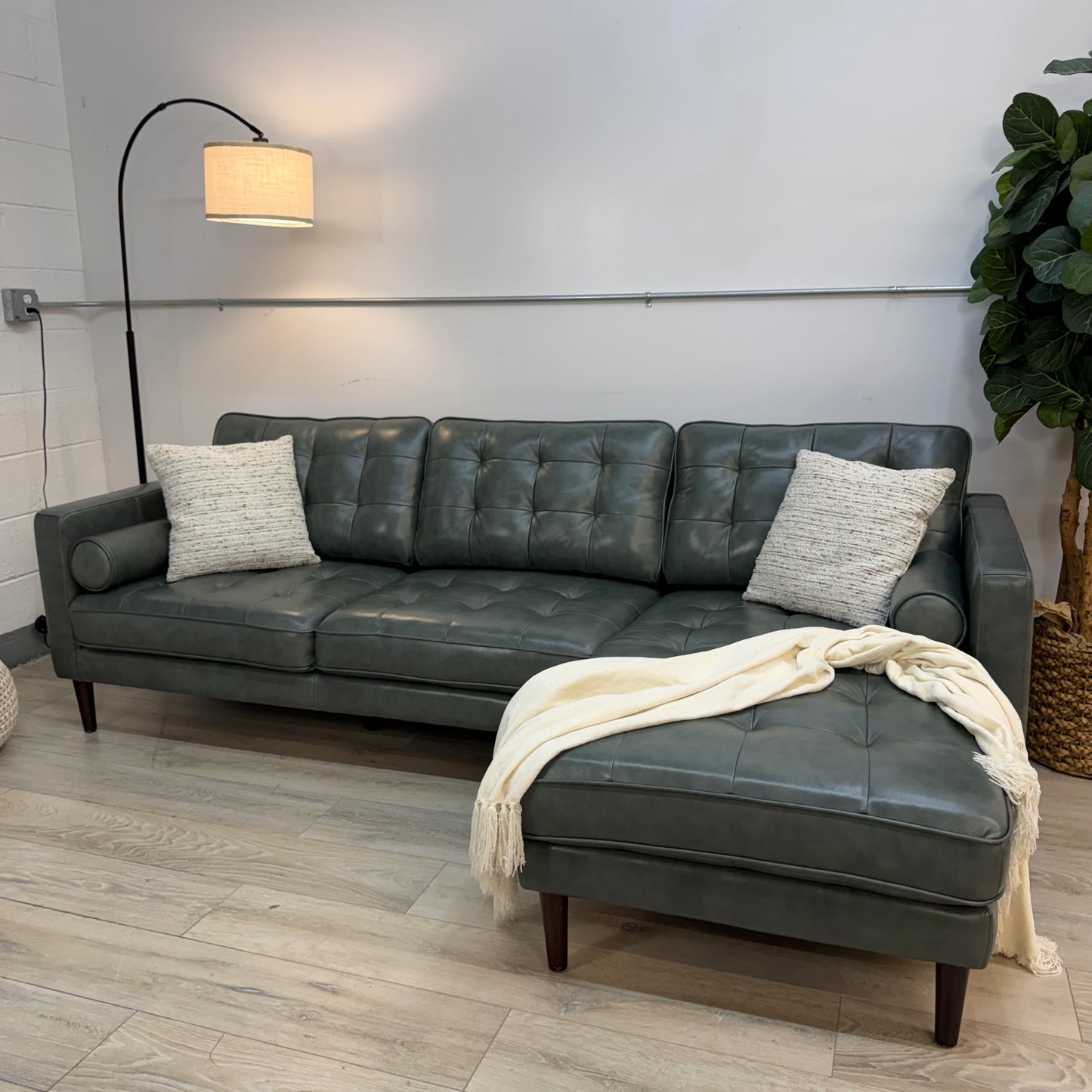 Harstine Leather Chaise Sectional