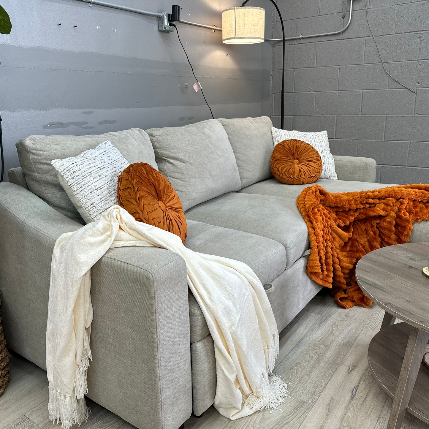 Coddle Aria Fabric Sleeper Sofa with Reversible Chaise and Storage, Beige