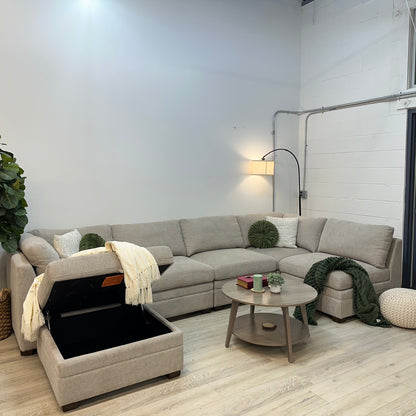 Thomasville Tisdale Modular Sectional 6-piece Taupe with Storage Ottoman