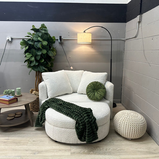 Holley Oversized Fabric Accent Chair with Storage Ottoman