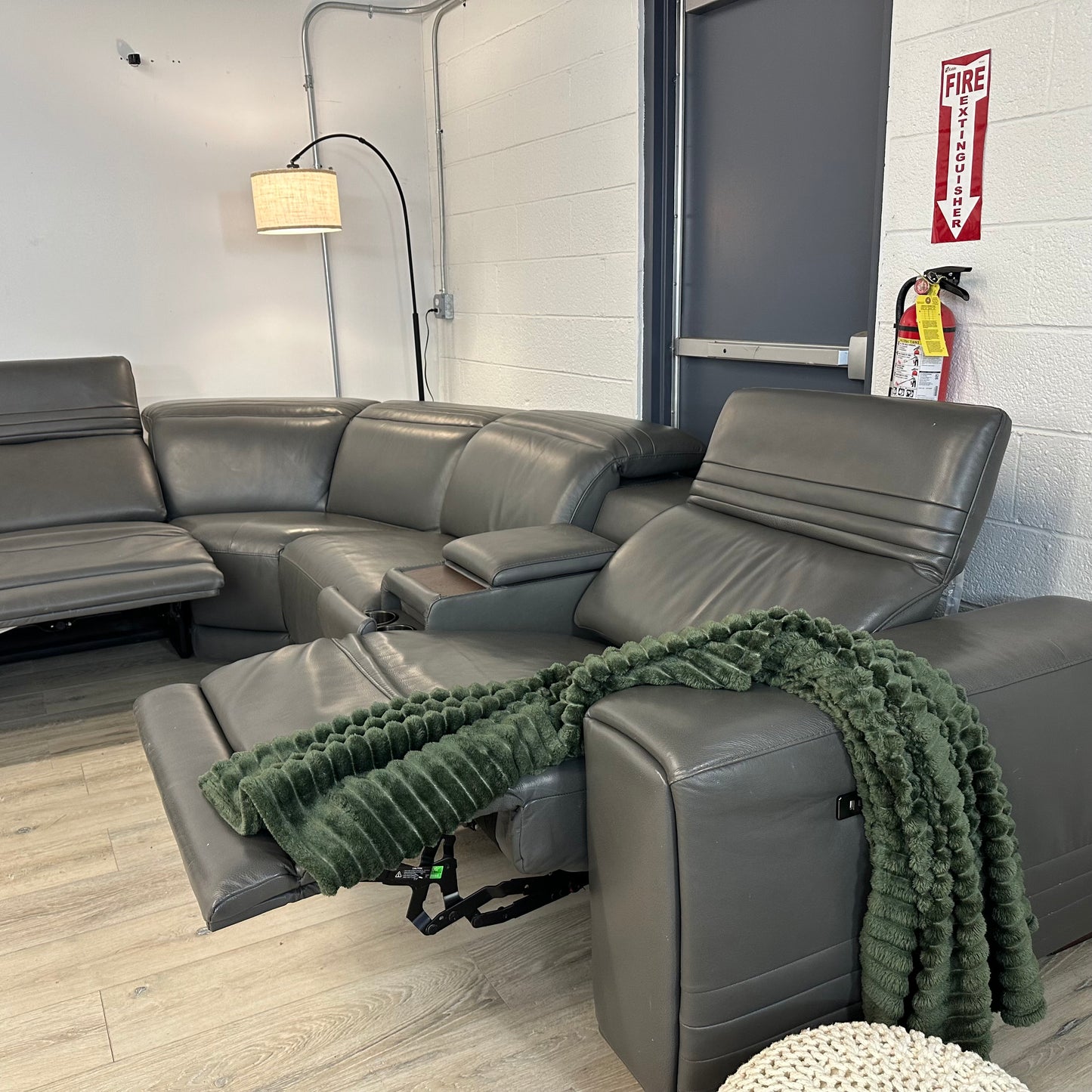 Karson Leather Power Reclining Sectional with Power Headrests