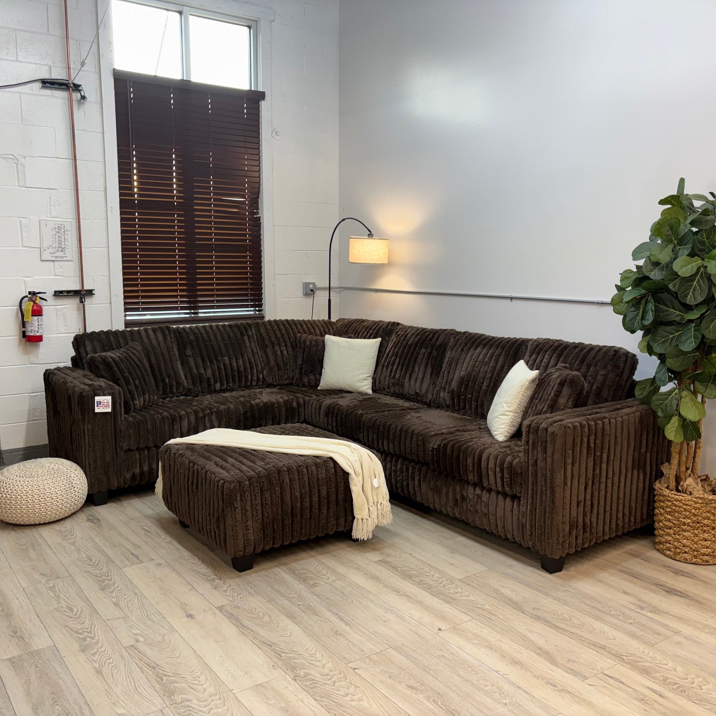 Haven Fluffy Cloud Sectional with Ottoman in - Brown