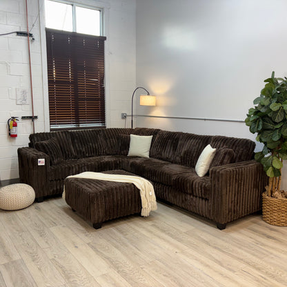 Haven Fluffy Cloud Sectional with Ottoman in - Brown